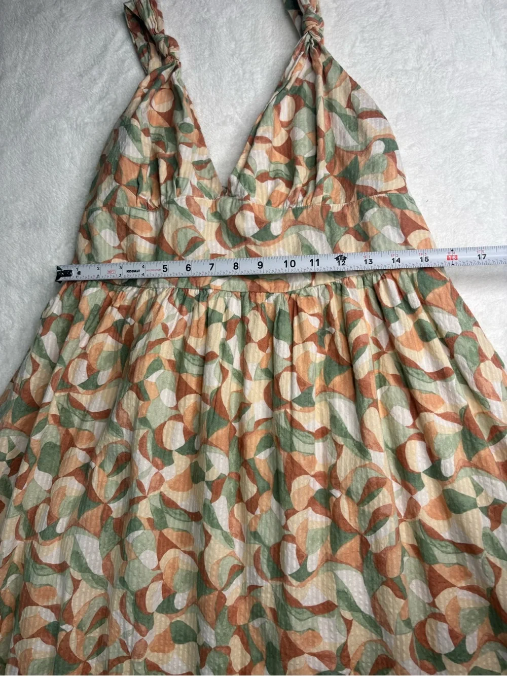 Abercrombie & Fitch Maxi Dress in Cream, Green & Tan